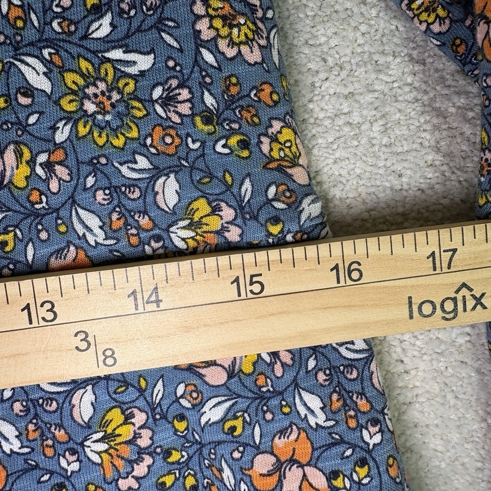 Boden Jersey Shirt Mini Dress Women's 4P Blue Floral Long Sleeve Pockets Buttons - Picture 3 of 11